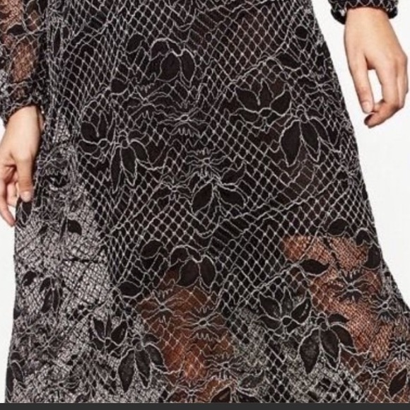 NWT Zara black crochet long dress - Picture 2 of 8